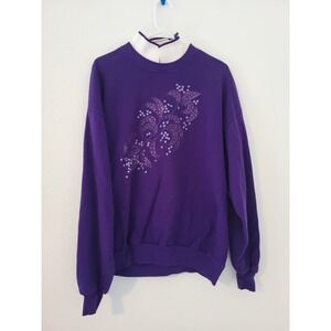Vintage Morning Sun‎ Purple Embroidered Sweatshirt